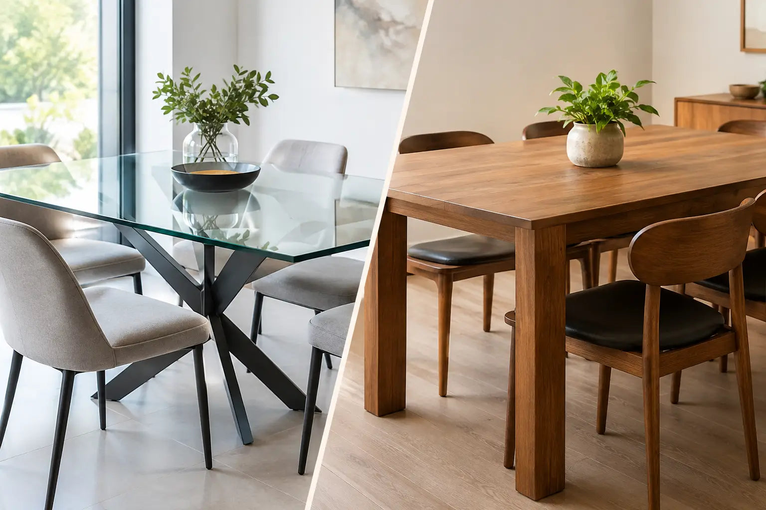 Mesa de cristal versus madera: cuál elegir