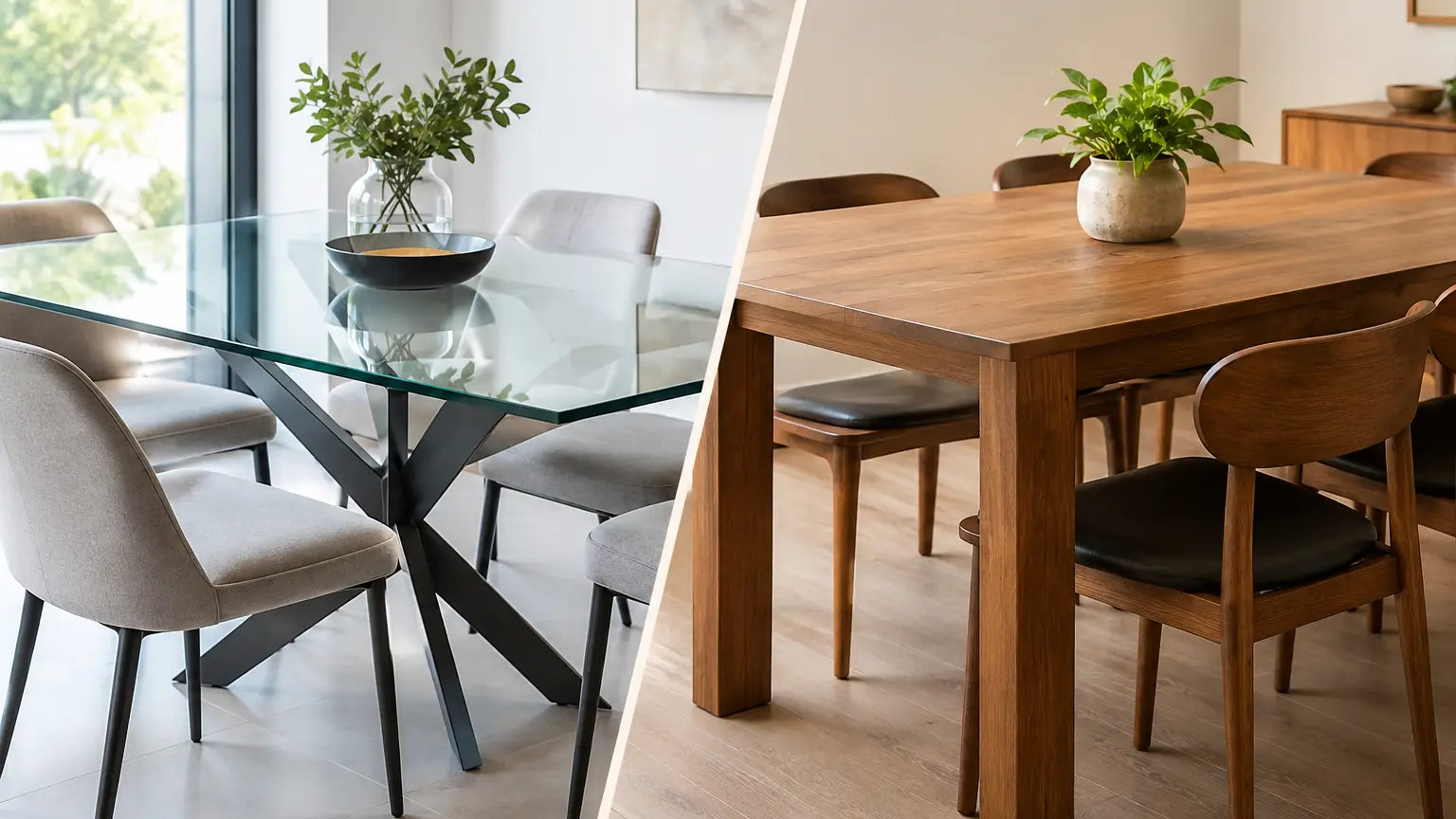 Mesa de cristal versus madera: cuál elegir