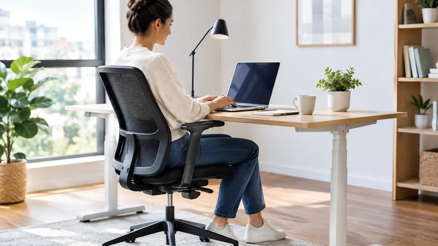 Escritorio ergonómico para teletrabajo en casa