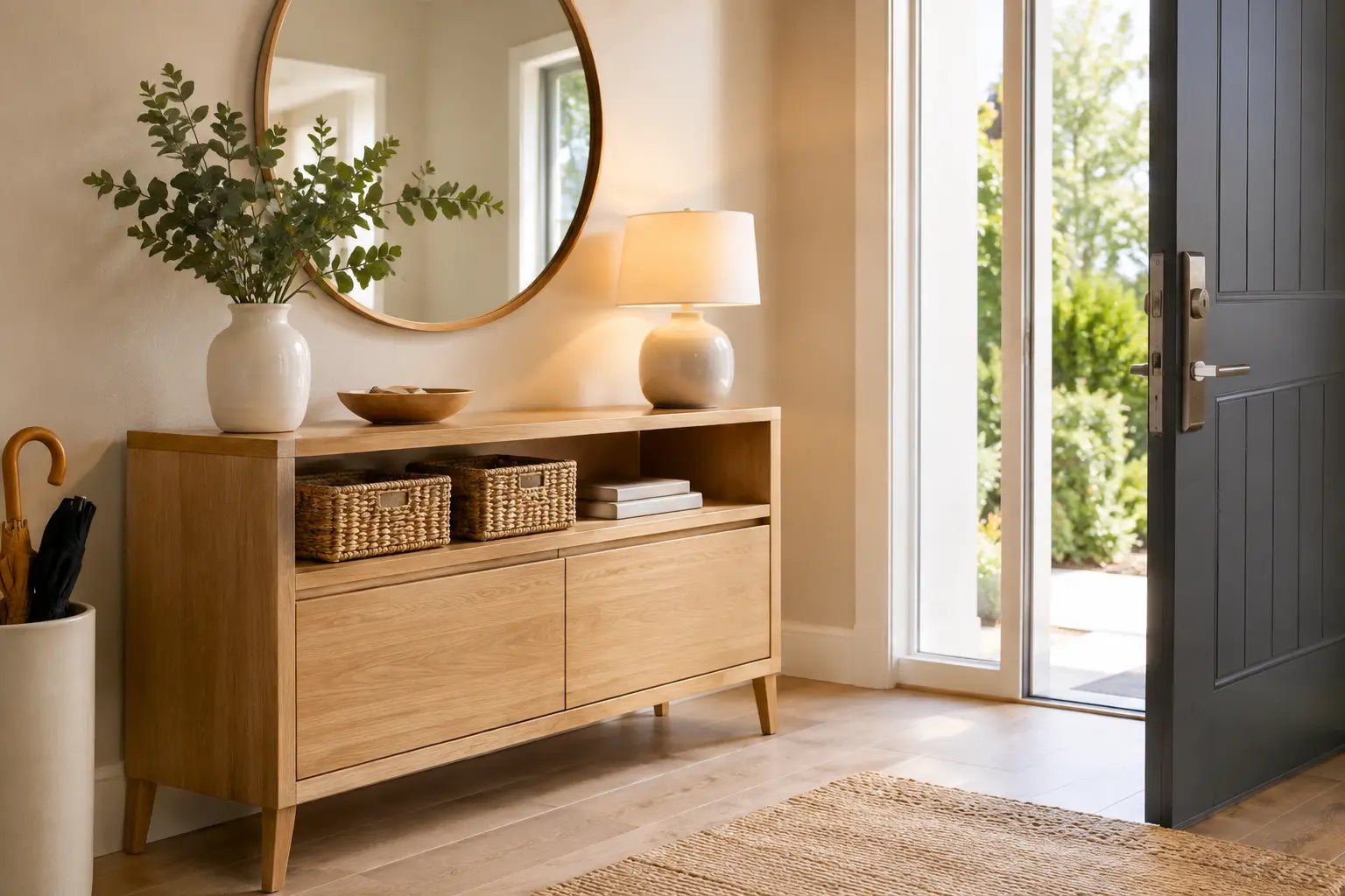 Muebles recibidor que ordenan y dan la bienvenida