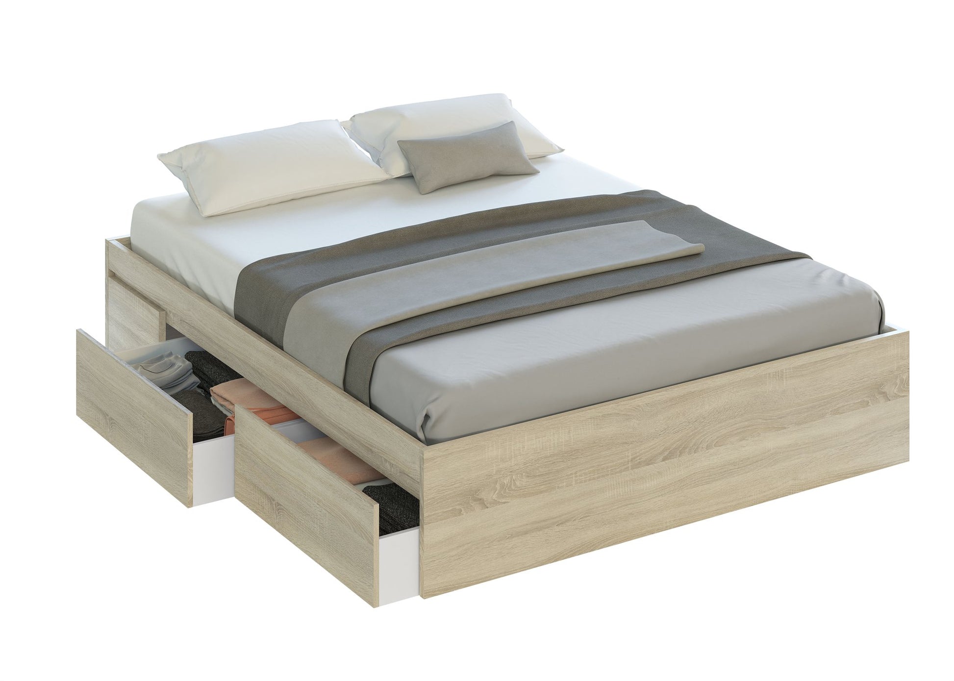 Comprar Cama con 4 Cajones Kendra 150cm online en KitMuebles