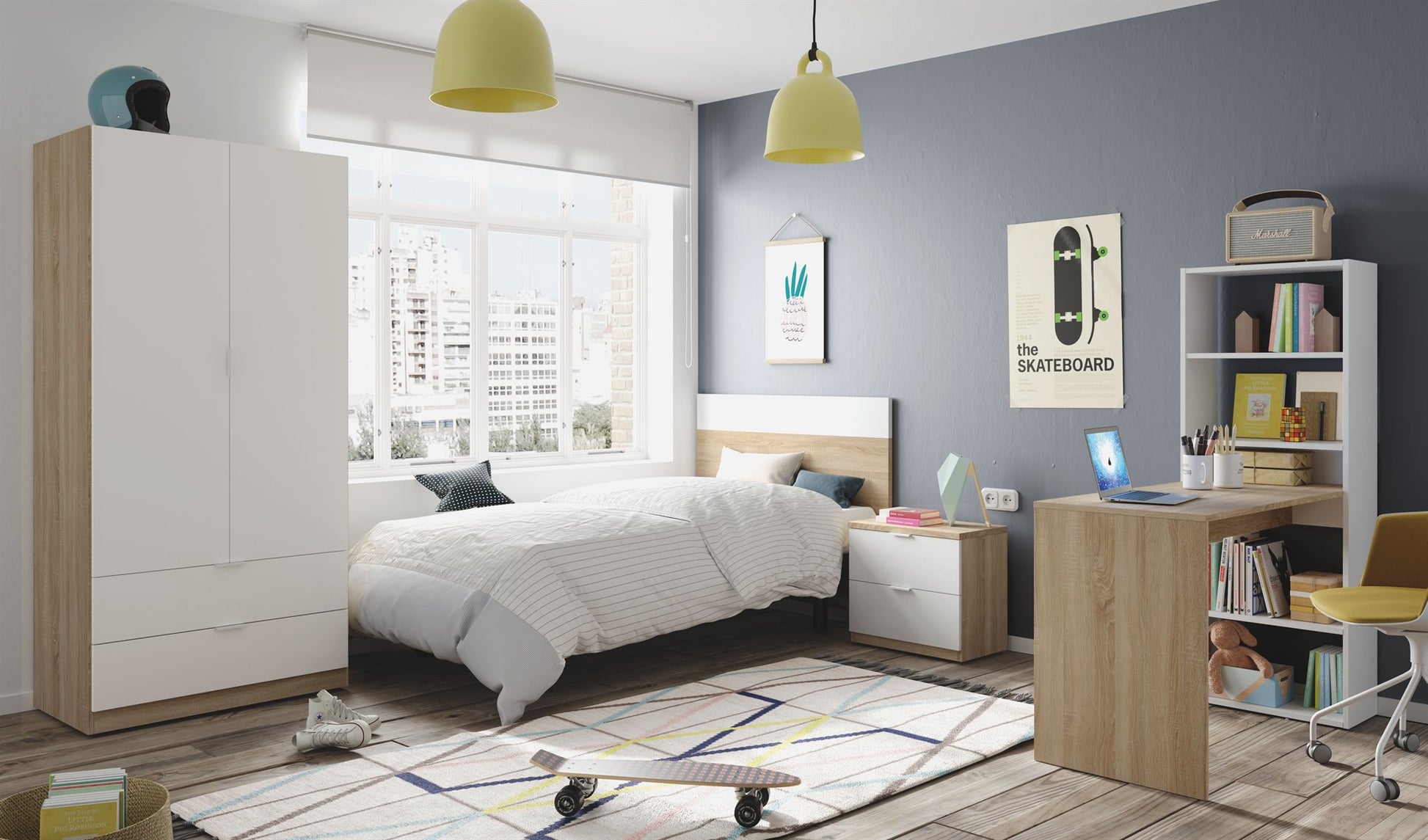 Comprar Cabezal 100cm + Mesita Luca online en KitMuebles