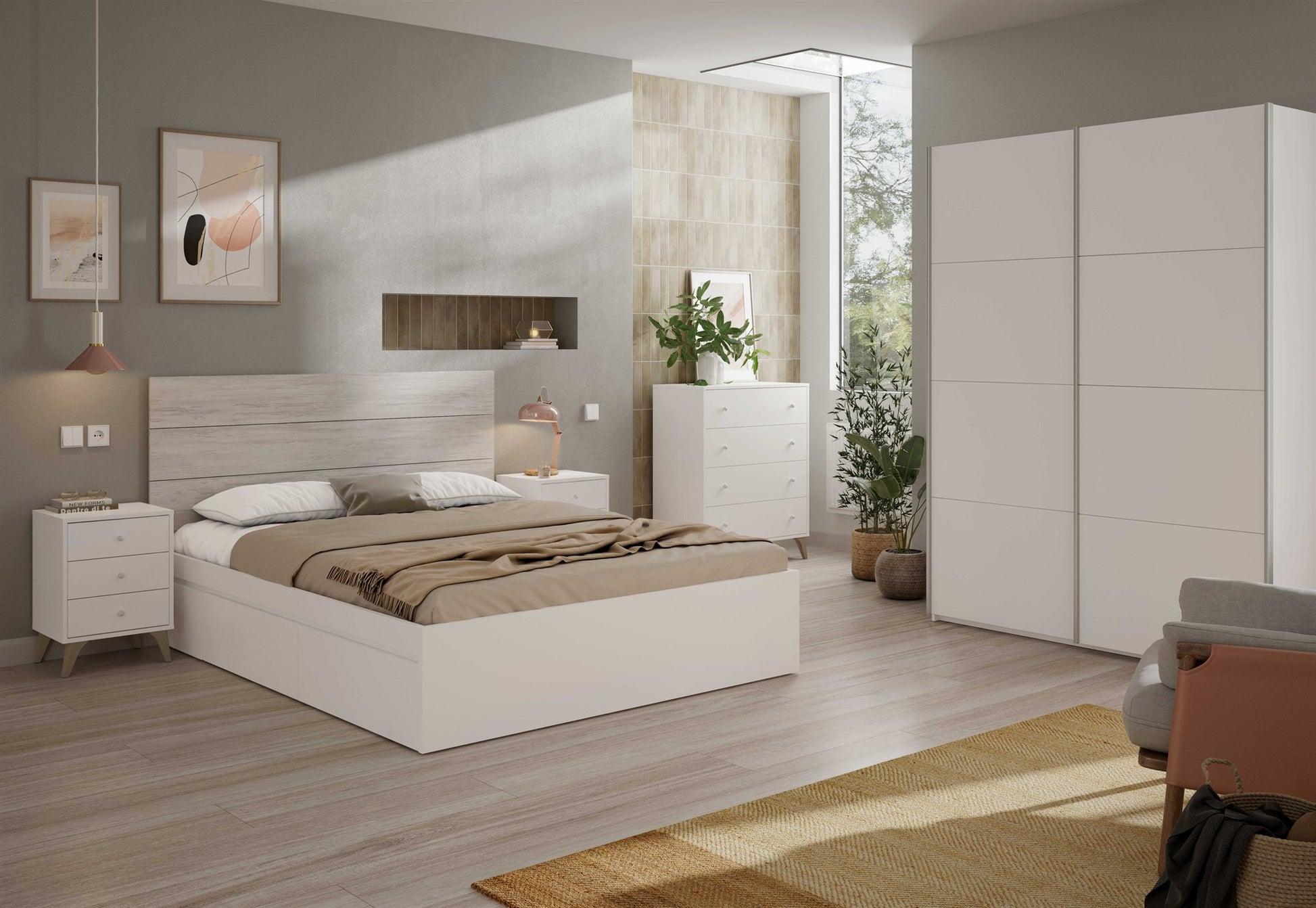 Comprar Cabezal con 2 Mesitas Sweet online en KitMuebles