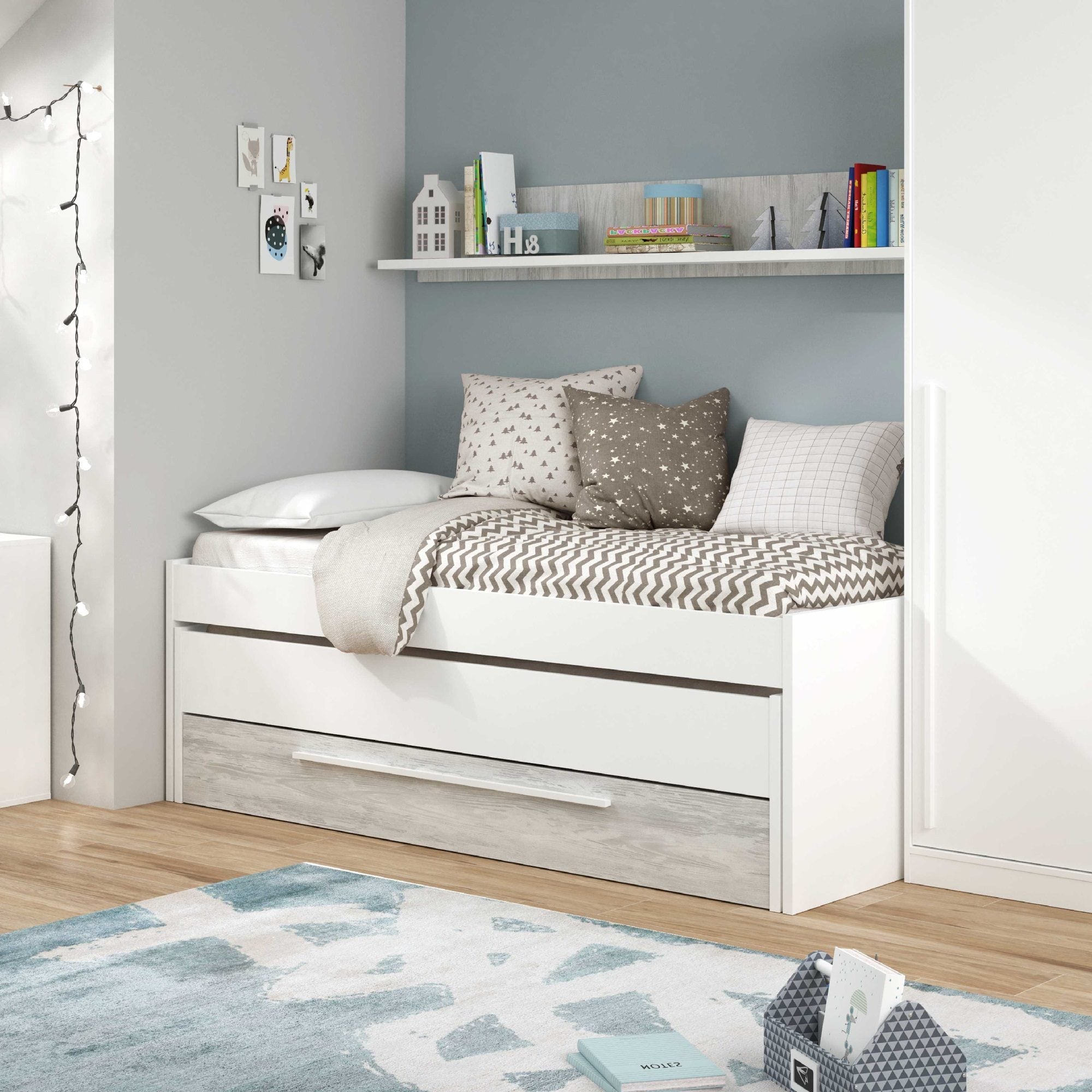 Cama Doble con Estante Elliot