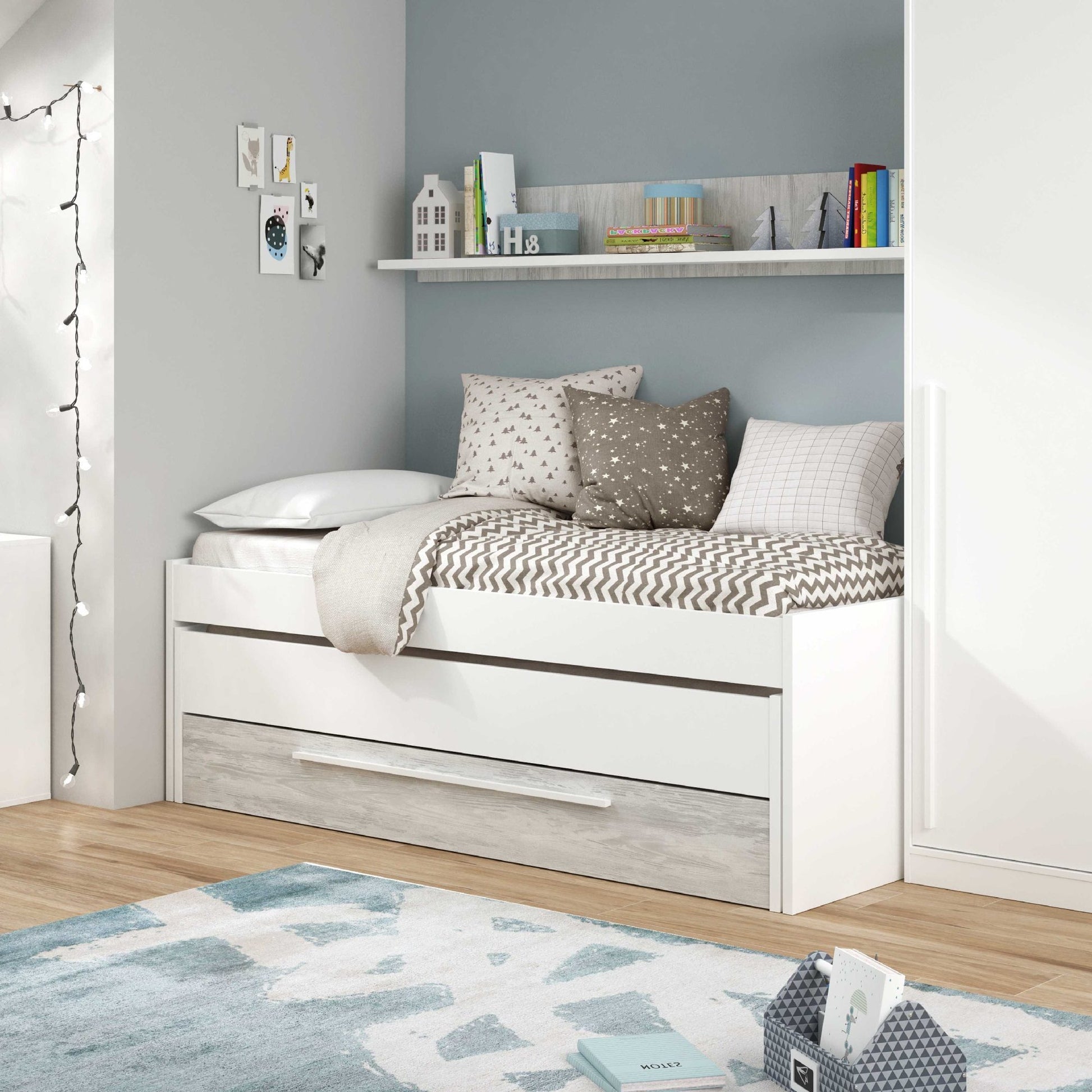 Comprar Cama Doble con Estante Elliot online en KitMuebles