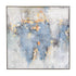 Cuadro abstracto "Atlantis", 120x120 cm, tonos azul y gris con dorado, textura marcada. Arte de gran formato para decoración moderna.
