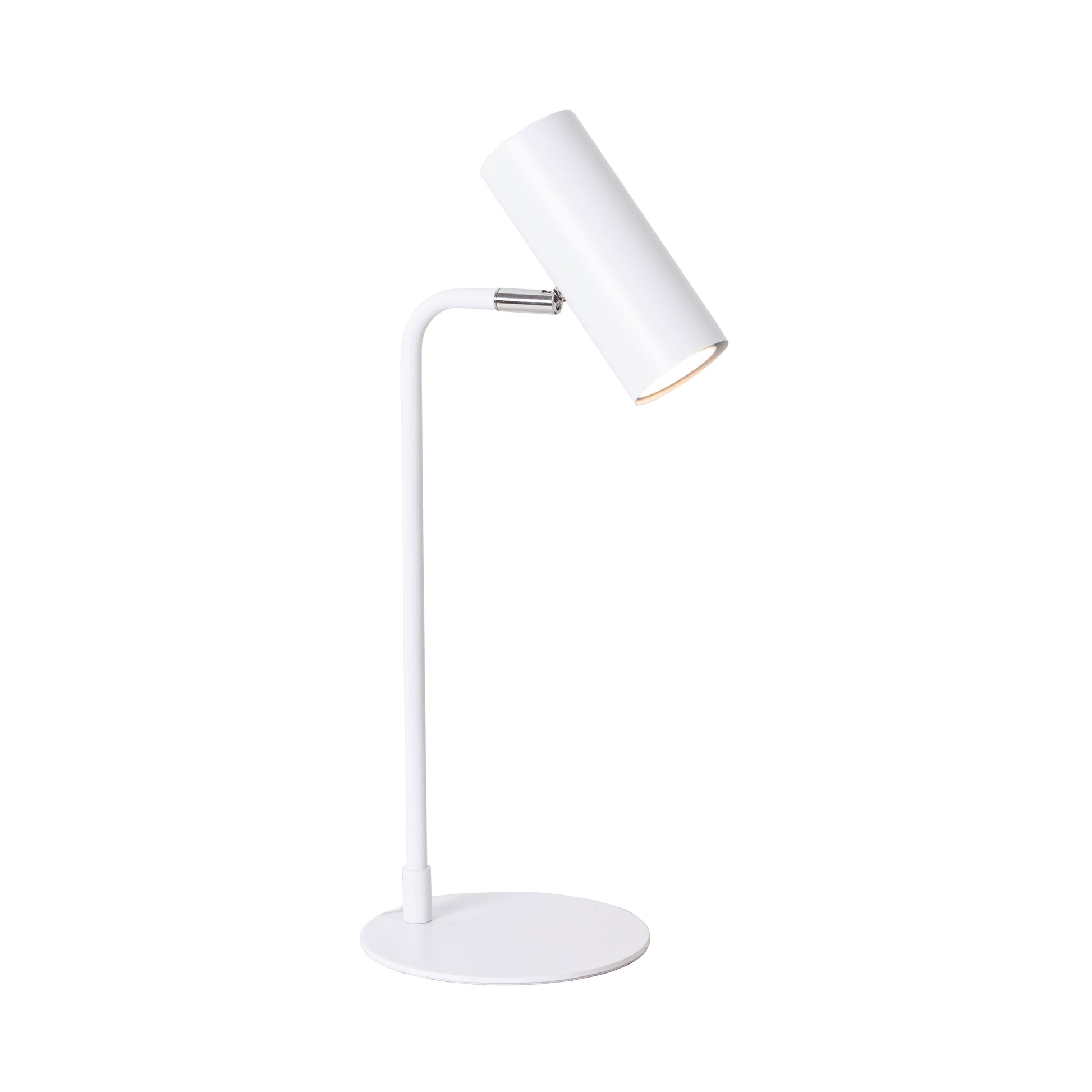 Lámpara de sobremesa Focus, diseño minimalista y funcional, metal blanco, orientable. Perfecta para estudio, trabajo o lectura.