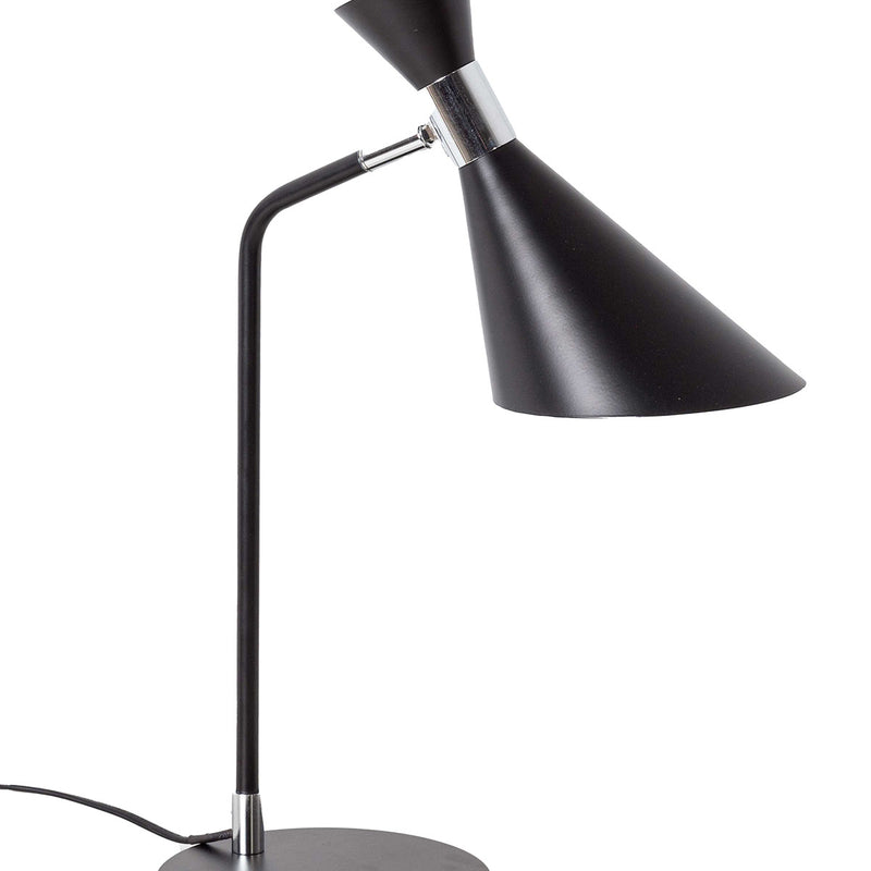 Lámpara de sobremesa Studio negra o blanca, diseño contemporáneo funcional. Base y brazo de metal, pantalla de tela. Ideal para estudio o mesita de noche.