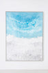 Cuadro abstracto "Tide", pintura al óleo, azules cristalinos y blancos, olas rompiendo, estilo moderno/minimalista, 120x160 cm.