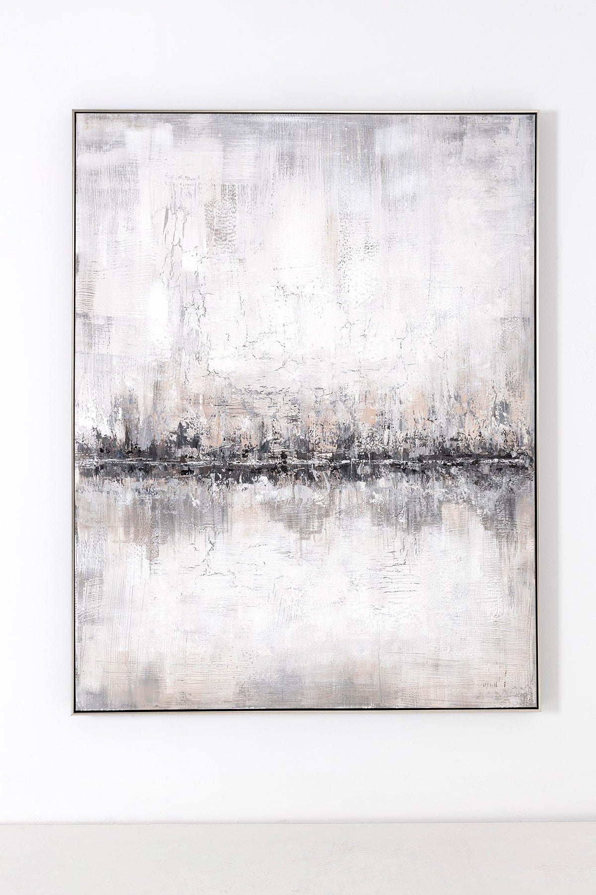 Cuadro abstracto "Mist" óleo sobre lienzo, paleta neutra, gris y ocre. Ideal para decoración nórdica, minimalista y contemporánea.