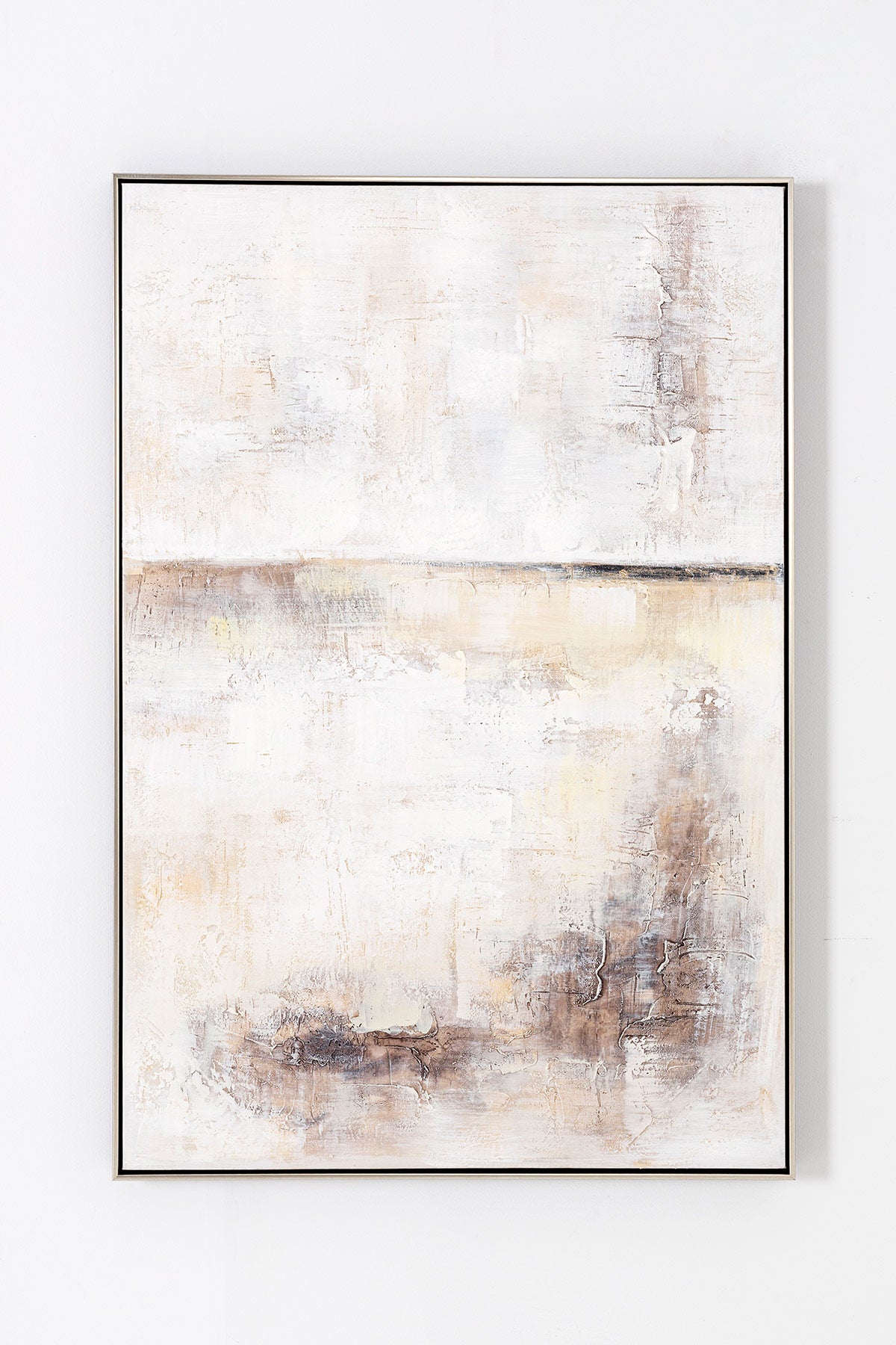 Cuadro abstracto "Dune" en tonos tierra/ocre, pintura al óleo. Diseño de paisaje árido, textura sutil, estilo natural/mediterráneo/contemporáneo.