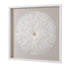 Cuadro vitrina Zephyr orgánico, textura 3D, plumas blancas, marco madera blanco, elegante. 80x5x80 cm.