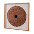 Cuadro vitrina Phoenix 100x100 cm, diseño orgánico, plumas tono coral, marco roble. Ideal para decoración rústico moderno, mediterráneo o contemporáneo.