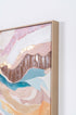 Set 2 cuadros abstractos Opal. Relieve táctil, tonos terracota, azules, ocres, acentos pan de oro, marco metálico. Arte moderno para salón o dormitorio.