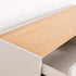 Mueble TV Pol minimalista gris y madera roble. Diseño nórdico/contemporáneo. 180x40x58 cm. Almacenaje funcional.