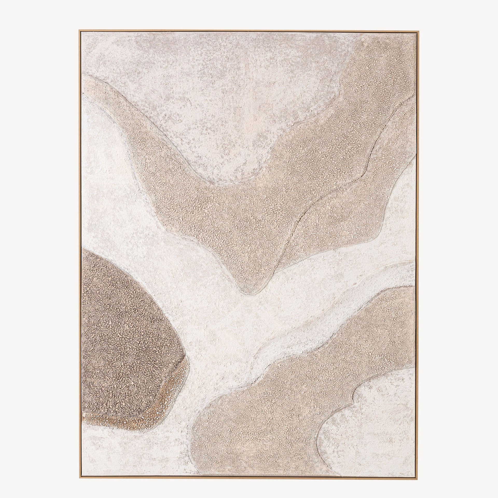 Cuadro abstracto "Atlas" diseño geológico vertical, tonos neutros/tierra, textura granular. Ideal para salón minimalista. 150x200 cm.
