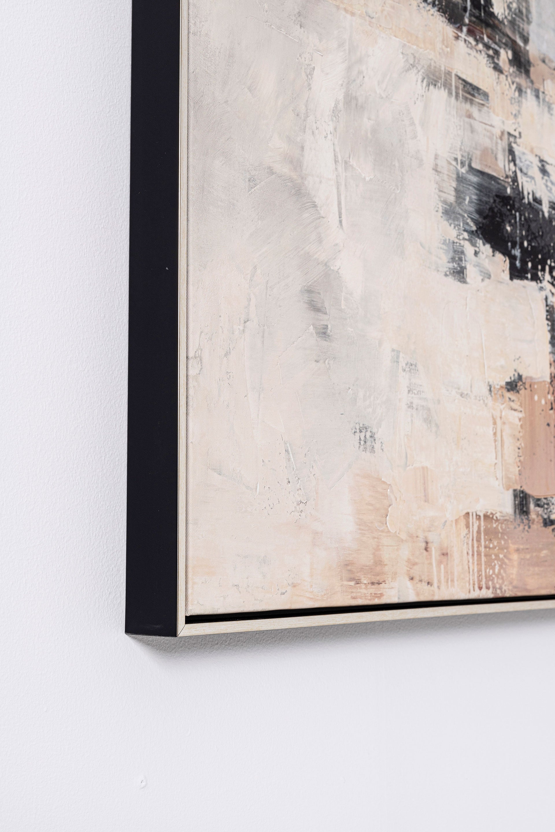 Set de 2 cuadros abstractos "Graphite" estilo matérico con empastes en relieve. Marco metálico. Medidas 160x80 cm.