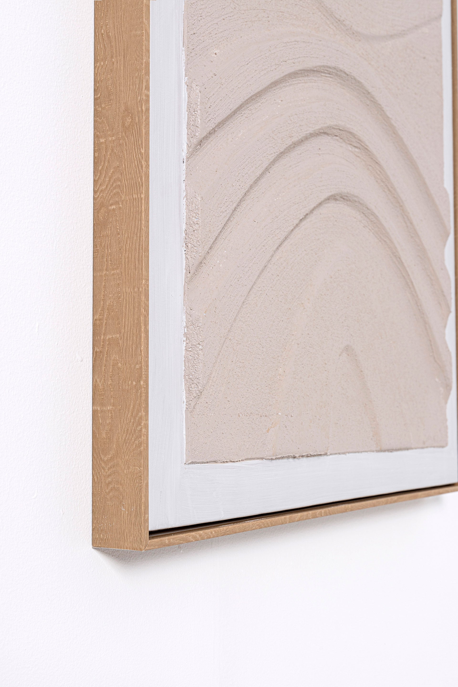 Set 2 cuadros Arcadia minimalista, diseño mediterráneo geométrico, lienzo alta calidad, relieve, tonos tierra y blanco roto.