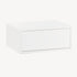 Mesita de noche suspendida Air madera blanco/roble diseño minimalista, sin tiradores, cajón suave, 48x33,5x21,5 cm. Ideal dormitorio moderno.