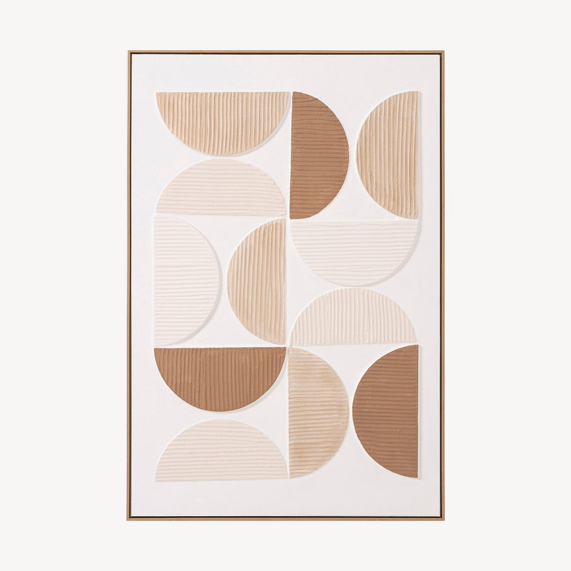 Cuadro Phase, diseño geométrico en lienzo y madera. Tonos tierra, terracota y beige arena para decoración contemporánea.