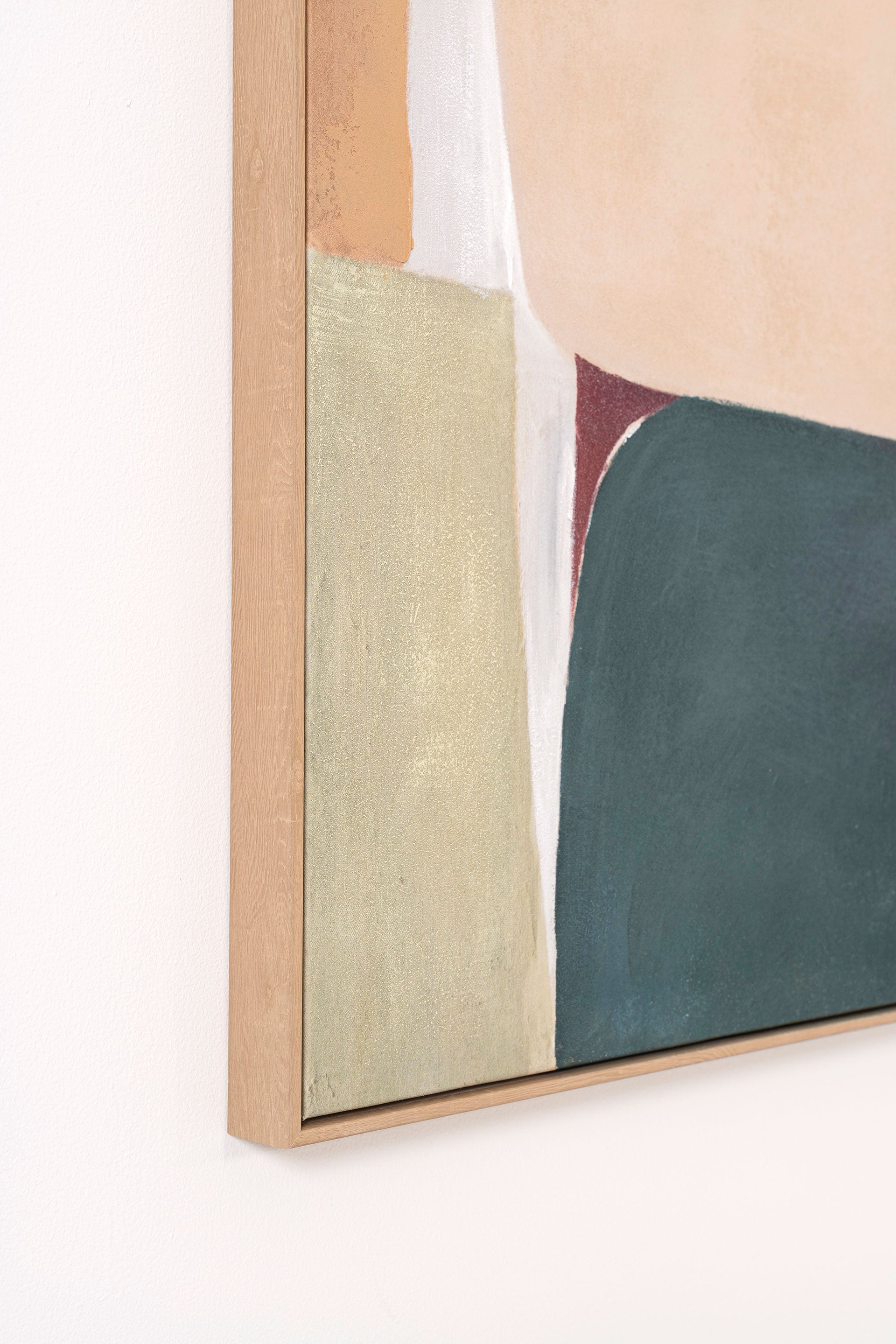 Set dos cuadros abstractos Delta, formas orgánicas, colores tierra/verde, marco madera. Ideal estilo nórdico, minimalista o japandi.