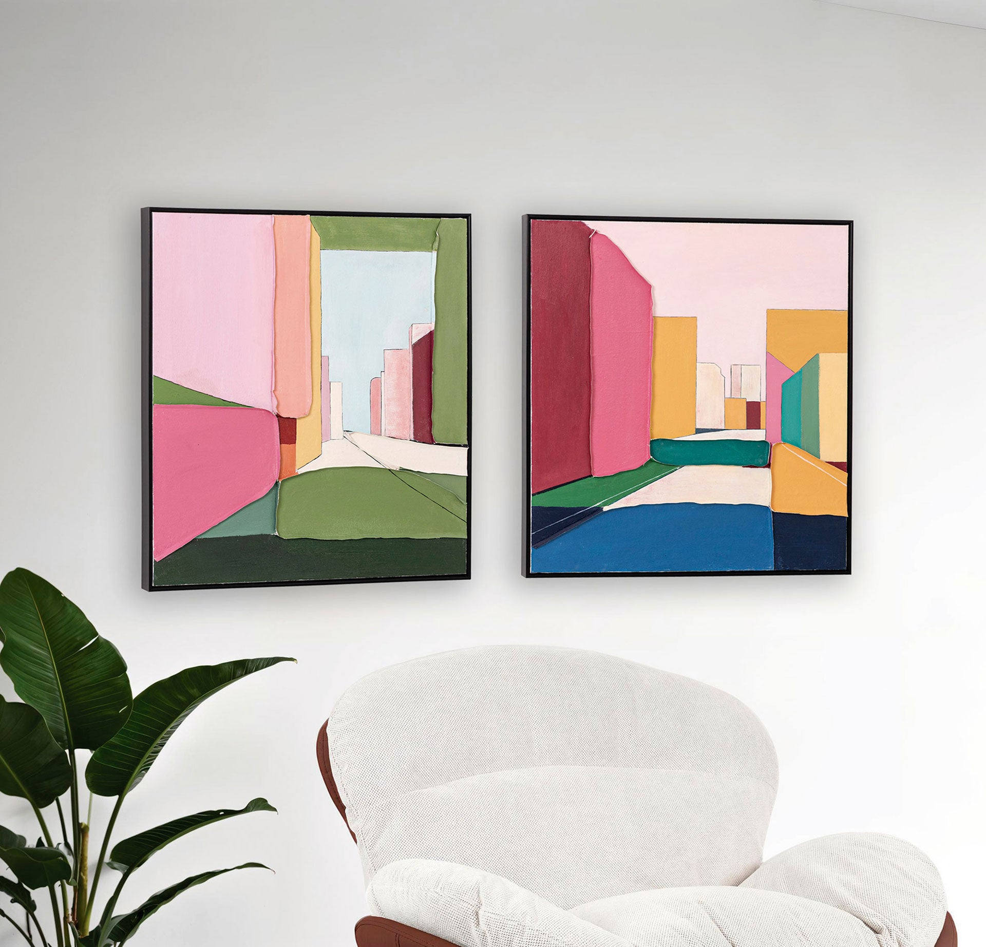 Comprar Set 2 Cuadros District 80x80cm online en KitMuebles