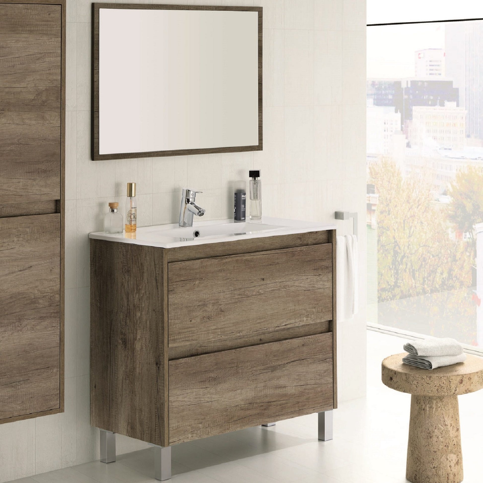 Mueble Lavabo con Espejo Dakota 80cm + Lavabo