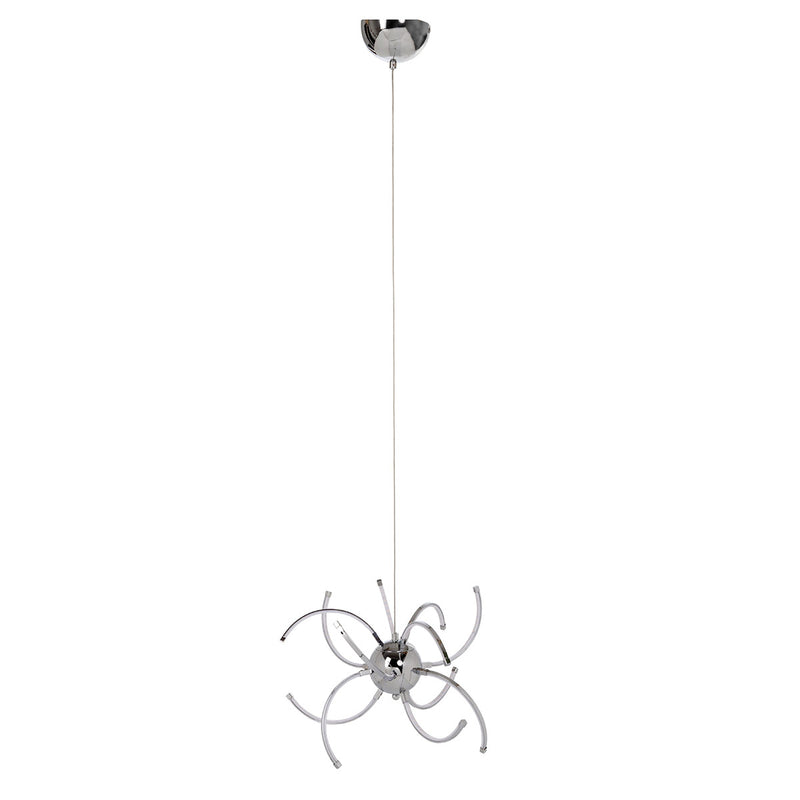 Lámpara de techo Helix LED SMD 38W diseño araña abstracto en metal cromado plata, 40x40x120 cm. Iluminación elegante y contemporánea.