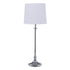 Lámpara de sobremesa Sterling minimalista, cuerpo cromado plata y pantalla de tela blanca. Ideal para mesitas y escritorios. E27.
