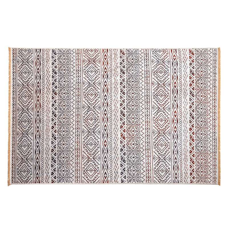 Alfombra Nomad étnica, geométrica, 100% PES, antideslizante, colores terracota/carbón/crema. Medidas 130x190cm - 180x300cm.