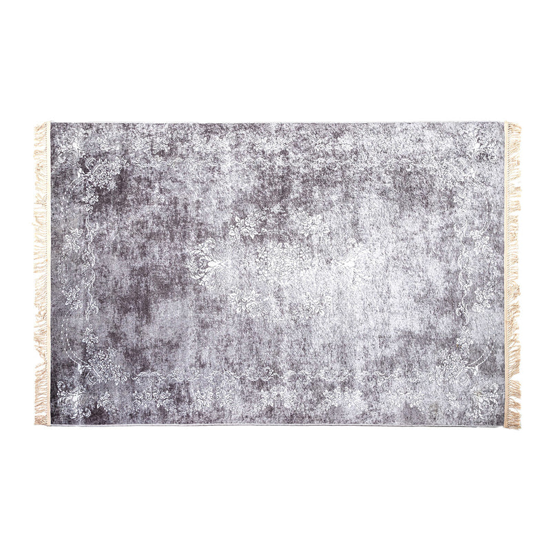 Alfombra Gramercy vintage clásica gris antracita/plata, 100% PES, base antideslizante, flecos, 160x230/180x300 cm.