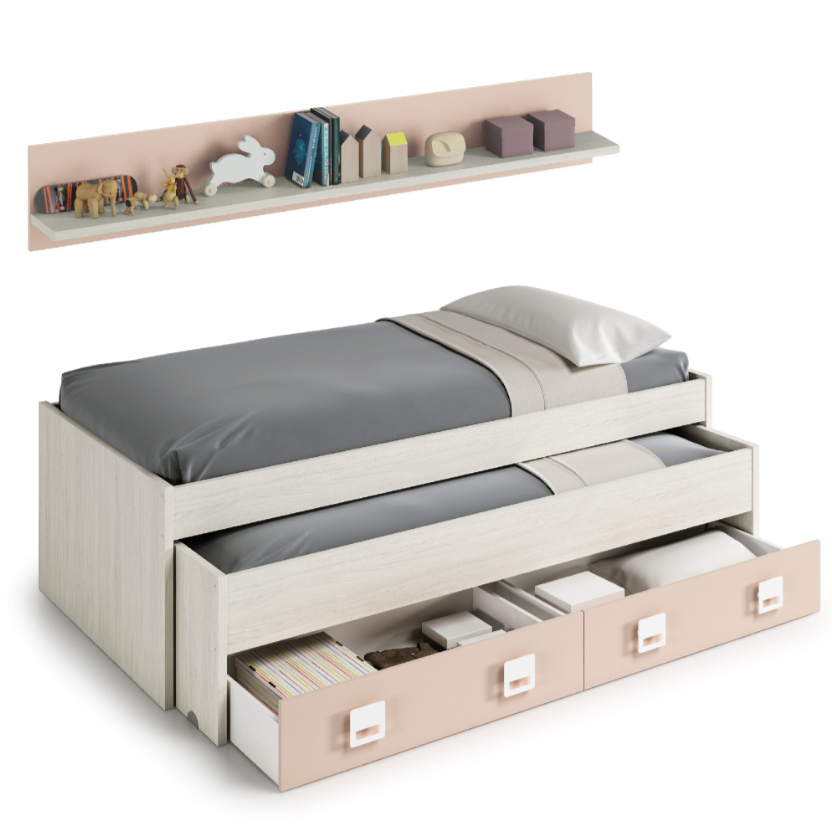 Cama Doble con Estante Nube