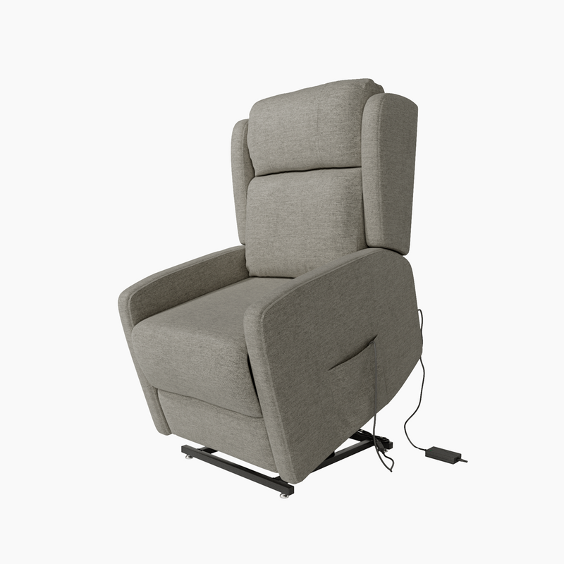 Butaca relax Lupe acolchada con power-lift eléctrico y ruedas, funcional y robusta para salón