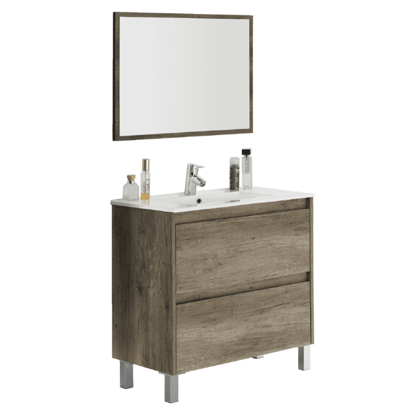 Mueble Lavabo con Espejo Dakota 80cm + Lavabo