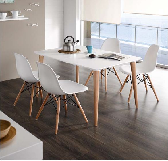 Mesa madera con tapa de fibra y 4 sillas modelo Mar
