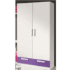 Armario 2 puertas acabado blanco cajon violeta