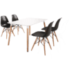 Conjunto formado por mesa fija y 4 sillas acabado negro de estilo nordico