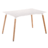 Mesa fija de comedor lacada en blanco con patas de madera de haya estilo nordico