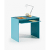 Mesa escritorio con bandeja todo acabado color azul
