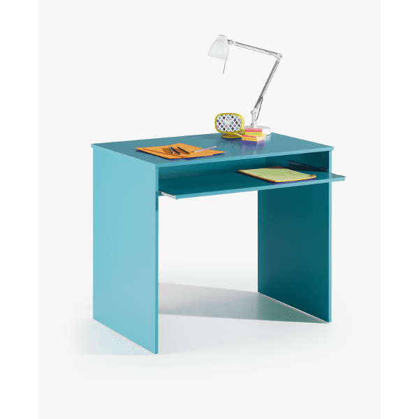 Mesa escritorio con bandeja todo acabado color azul
