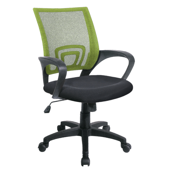 Silla de oficina SE-602 verde respaldo de rejilla tapizado asiento 3D color negro