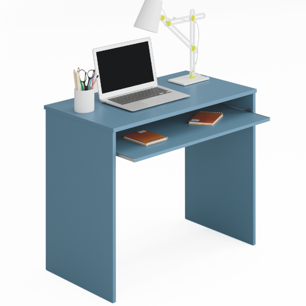 mesa escritorio azul I-Joy del programa Kids con bandeja extraible y acabado color azul