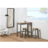 Composicion Mesa de cocina alta con 2 taburetes acabada en madera de pino color gris y roble