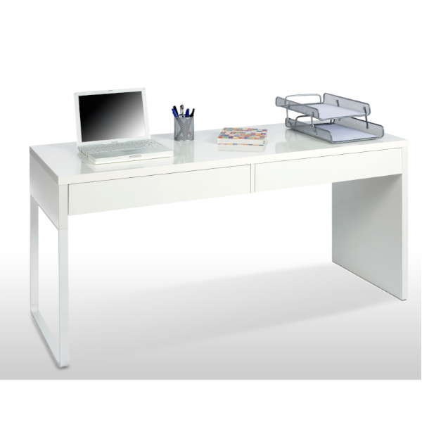 Mesa de escritorio Touch con dos cajones frontales y para metálica reversile. Acabado blanco artik