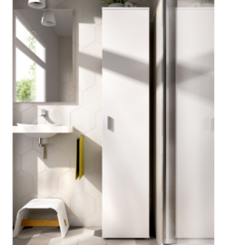 Armario multiusos Fit 1 puerta acabado blanco con estantes interiores y con patas antihumedad regulables en altura