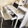 Consola escritorio extensible seven acabado blanco brillo detalles consola abierta