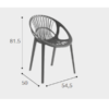 MEdidas silla Ibiza de polipropileno, para uso interior y exterior. Silla apilable