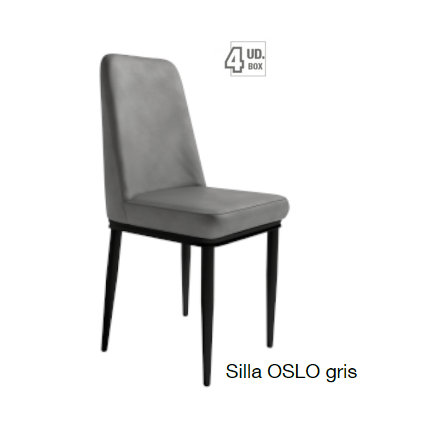 Silla Oslo gris con patas metálicas color negro