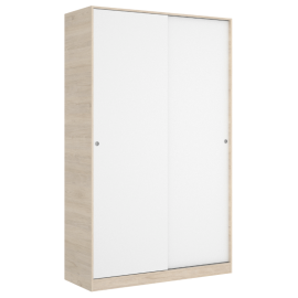Armario SLIDE plus natural combinado blanco brillo 2 puertas correderas 120 cms