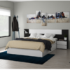 Dormitorio Noon acabado Gris Ceniza combinado color blanco brillo-Cabezal válido para cama de 150 o 135 cm